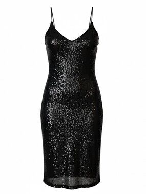 The Drop 2XL Black Sequin Midi Slip Dress NWT Party Cocktail Prom Wedding Glam